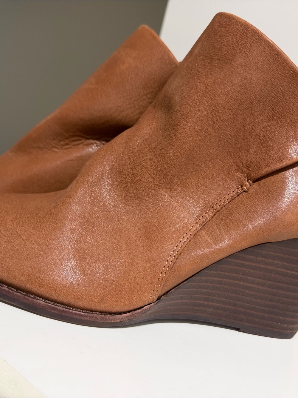 Gianni Bini Chestnut Leather Wedge Booties